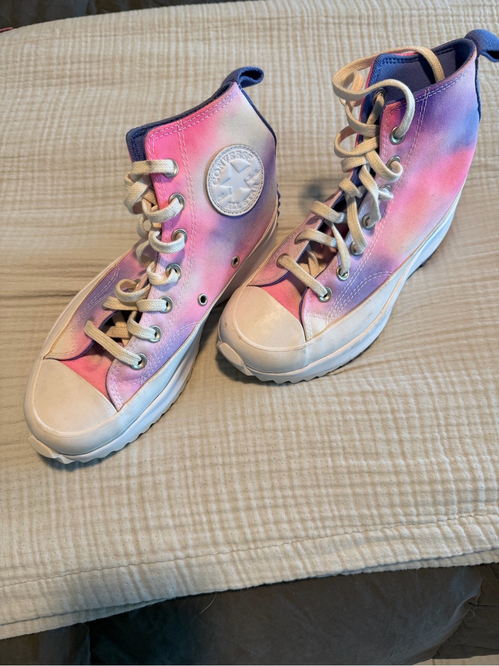 Converse High Top Platform Tie-Dye Sneakers - Pink, Purple & Blue